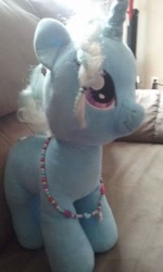 Size: 682x1136 | Tagged: safe, derpibooru import, trixie, pony, unicorn, braid, build-a-bear, female, irl, jewelry, mare, necklace, photo, plushie