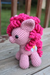 Size: 3168x4752 | Tagged: safe, artist:milesofcrochet, pinkie pie, pony, amigurumi, crochet, irl, photo, plushie, solo