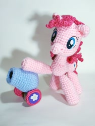 Size: 750x1000 | Tagged: safe, artist:periwinkleimp, pinkie pie, pony, amigurumi, crochet, irl, party cannon, photo, plushie, solo