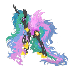 Size: 4000x3700 | Tagged: safe, artist:law44444, princess celestia, changeling, changelingified, princess chryslestia, solo