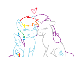 Size: 500x373 | Tagged: safe, artist:artsyzard, rainbow dash, rarity, pegasus, pony, unicorn, female, lesbian, nuzzling, raridash, shipping