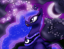 Size: 900x698 | Tagged: safe, artist:phoenix-dreamangel, princess luna, alicorn, pony, crescent moon, moon, solo