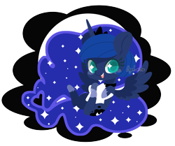 Size: 2257x1886 | Tagged: safe, artist:snow angel, princess luna, alicorn, pony, moon, smiling, solo, starry eyes, stars, tangible heavenly object, wingding eyes