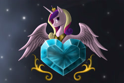 Size: 3000x2016 | Tagged: safe, artist:anadukune, princess cadance, alicorn, pony, crystal heart, solo, spread wings