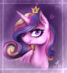 Size: 721x781 | Tagged: safe, artist:kikirdcz, princess cadance, alicorn, pony, crown, female, horn, mare, multicolored mane, solo