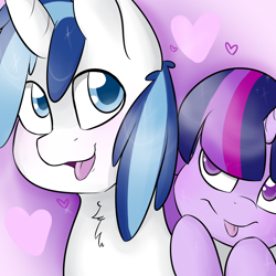 Size: 1080x1080 | Tagged: safe, artist:neonblaze909, shining armor, twilight sparkle, pony, unicorn, brother and sister, chest fluff, cute, duo, female, heart, male, mare, siblings, stallion