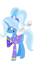 Size: 1553x3250 | Tagged: safe, artist:richartspark, derpibooru import, trixie, pony, alternate hairstyle, babysitter trixie, clothes, female, hooded sweater, hoodie, mare, one eye closed, solo, wink