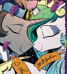 Size: 884x976 | Tagged: safe, artist:andypriceart, idw, king sombra, princess celestia, alicorn, pony, unicorn, reflections, spoiler:comic, spoiler:comic19, andy price is trying to murder us, andy you magnificent bastard, boop, celestibra, cropped, cute, cutelestia, embrace, eyes closed, female, good king sombra, male, mare, noseboop, nuzzling, shipping, smiling, sombradorable, song reference, stallion, still a better love story than twilight, straight, sweet dreams fuel, tanabata, the velvet underground, the velvet underground & nico