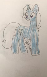 Size: 1079x1770 | Tagged: safe, artist:powerpup97, derpibooru import, trixie, pony, unicorn, sketch, solo, stomach growl, stomach noise, traditional art