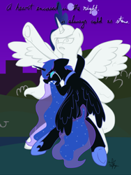 Size: 1224x1632 | Tagged: safe, artist:manga51, nightmare moon, princess celestia, princess luna, alicorn, pony, frozen (movie), reference, statue