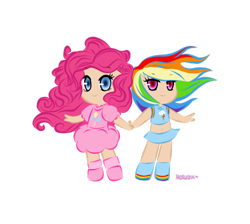 Size: 900x806 | Tagged: safe, artist:nervoix, pinkie pie, rainbow dash, chibi, humanized