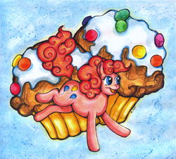 Size: 700x634 | Tagged: safe, artist:sternschwester, pinkie pie, earth pony, pony, female, mare, pink coat, pink mane, solo, traditional art