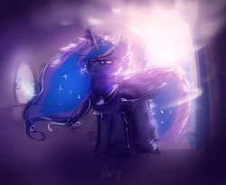 Size: 1500x1230 | Tagged: safe, artist:alumx, princess celestia, princess luna, alicorn, pony, female, horn, mare, solo