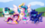 Size: 1280x829 | Tagged: safe, artist:aleximusprime, princess cadance, princess celestia, princess flurry heart, princess luna, shining armor, alicorn, pony, unicorn, alicorn tetrarchy, chibi, cute, cutedance, cutelestia, diabetes, flurrybetes, lunabetes, one eye closed, shining adorable, wink