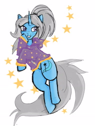 Size: 2193x2890 | Tagged: safe, artist:bobbob33, derpibooru import, trixie, unicorn, alternate hairstyle, babysitter trixie, clothes, hoodie, redraw, sketch, solo