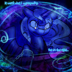 Size: 750x750 | Tagged: safe, artist:cosmalumi, princess luna, alicorn, pony, alternate timeline, solo, the nightmare reigns, transformation, tumblr:ask queen moon