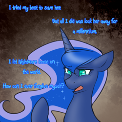 Size: 750x750 | Tagged: safe, artist:cosmalumi, princess luna, alicorn, pony, alternate timeline, solo, the nightmare reigns, tumblr:ask queen moon