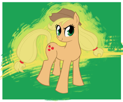 Size: 1529x1275 | Tagged: safe, artist:pairlee, applejack, earth pony, pony, applejack's hat, blonde, blonde mane, blonde tail, female, green eyes, mare, orange coat, solo