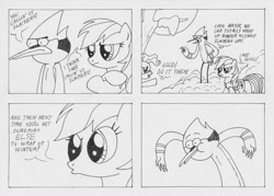 Size: 1280x914 | Tagged: safe, artist:the-ross, mayor mare, rainbow dash, pegasus, pony, winter wrap up, comic, mordecai, regular show