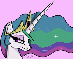 Size: 1328x1080 | Tagged: safe, artist:winterdominus, princess celestia, alicorn, pony, bedroom eyes, bust, smiling, solo