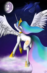 Size: 3300x5100 | Tagged: safe, artist:spiritofthwwolf, princess celestia, princess luna, alicorn, pony, mare in the moon, moon