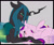 Size: 1200x1000 | Tagged: safe, artist:backlash91, princess cadance, queen chrysalis, alicorn, changeling, changeling queen, pony, bedroom eyes, blushing, cadalis, eye contact, fanfic art, female, lesbian, on back, prone, shipping, simple background, smiling, underhoof