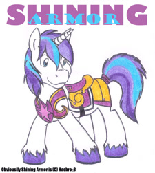 Size: 767x851 | Tagged: safe, artist:dingopatagonico, shining armor, pony, unicorn, armor, cute, shining adorable, solo, traditional art