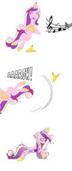 Size: 436x1024 | Tagged: safe, edit, princess cadance, alicorn, pony, banana, falling, female, horn