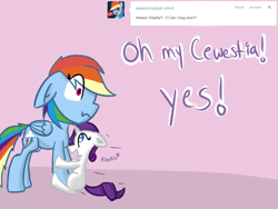 Size: 1024x768 | Tagged: safe, rainbow dash, rarity, pegasus, pony, unicorn, female, filly, horn, hug, mare