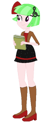 Size: 226x534 | Tagged: safe, artist:marrabo, drama letter, watermelody, equestria girls, alternate universe, background human, book, clothes, clothes swap, cute, female, high heels, kneesocks, notebook, shoes, skirt, socks, stockings, thigh highs