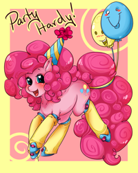 Size: 1280x1600 | Tagged: safe, artist:tiki-sama, pinkie pie, earth pony, pony, balloon, clothes, hat, party hat, socks, solo