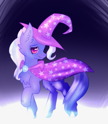 Size: 611x702 | Tagged: safe, artist:hauva11, derpibooru import, trixie, pony, unicorn, chest fluff, ear fluff, female, mare, raised hoof, smiling, solo