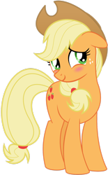 Size: 900x1454 | Tagged: safe, artist:emberfiremane, applejack, earth pony, pony, blushing, simple background, transparent background, vector