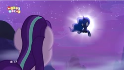 Size: 1142x649 | Tagged: safe, screencap, princess luna, starlight glimmer, alicorn, pony, to where and back again, dream, dream walker luna, moon