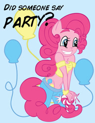 Size: 618x800 | Tagged: safe, artist:chaoticteapot, pinkie pie, anthro, balloon, solo