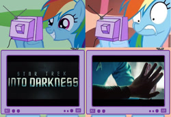 Size: 1318x900 | Tagged: safe, rainbow dash, pegasus, pony, exploitable meme, meme, photo, star trek, tv meme