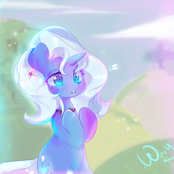 Size: 1600x1600 | Tagged: safe, artist:wallywind, derpibooru import, trixie, pony, alicorn amulet, bipedal, crying, sad, solo