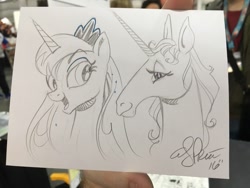 Size: 1024x768 | Tagged: safe, artist:andypriceart, princess luna, alicorn, pony, amalthea, crossover, monochrome, signature, the last unicorn, traditional art