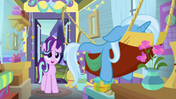 Size: 1920x1080 | Tagged: safe, derpibooru import, screencap, starlight glimmer, trixie, pony, unicorn, a horse shoe-in