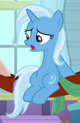 Size: 294x451 | Tagged: safe, derpibooru import, screencap, trixie, a horse shoe-in, cropped, sitting up, solo