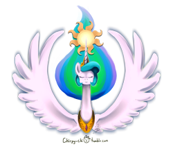 Size: 2646x2339 | Tagged: safe, artist:chirpy-chi, princess celestia, alicorn, pony, female, horn, mare, multicolored mane, solo, sun, white coat