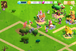 Size: 960x640 | Tagged: safe, screencap, big macintosh, bon bon, braeburn, carrot cake, cheerilee, cup cake, pinkie pie, sweetie drops, twilight sparkle, earth pony, pony, female, game screencap, gameloft, golden oaks library, male, mare, stallion, sugarcube corner, windmill