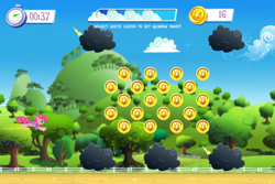 Size: 960x640 | Tagged: safe, screencap, pinkie pie, pony, cloud, coin, female, game screencap, gameloft, mare, stormcloud, wings