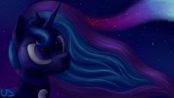 Size: 3840x2160 | Tagged: safe, artist:uber-dragon, princess luna, alicorn, pony, eye reflection, solo, stars