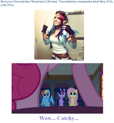 Size: 718x773 | Tagged: safe, fluttershy, pinkie pie, rainbow dash, twilight sparkle, human, brony, cosplay, irl, irl human, photo, text