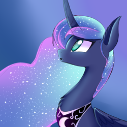 Size: 600x600 | Tagged: safe, artist:flutteringpie, princess luna, alicorn, pony, color porn, solo, style emulation