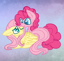 Size: 476x454 | Tagged: safe, artist:tabbypony, fluttershy, pinkie pie, earth pony, pegasus, pony, chest fluff, female, flutterpie, lesbian, shipping