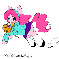 Size: 1200x1200 | Tagged: safe, artist:fatcakes, pinkie pie, pony, braces, clothes, costume, gravity falls, mabel pines, nightmare night, summerween