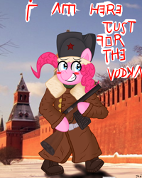 Size: 2000x2500 | Tagged: safe, artist:jhannrahn, pinkie pie, earth pony, pony, blushing, fake cyrillic, moscow, russian, soviet