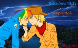 Size: 1280x800 | Tagged: safe, artist:lassy-ruaf-ruaf, applejack, applejack (male), rainbow blitz, rainbow dash, appleblitz (gay), appledash, gay, humanized, male, rule 63, shipping